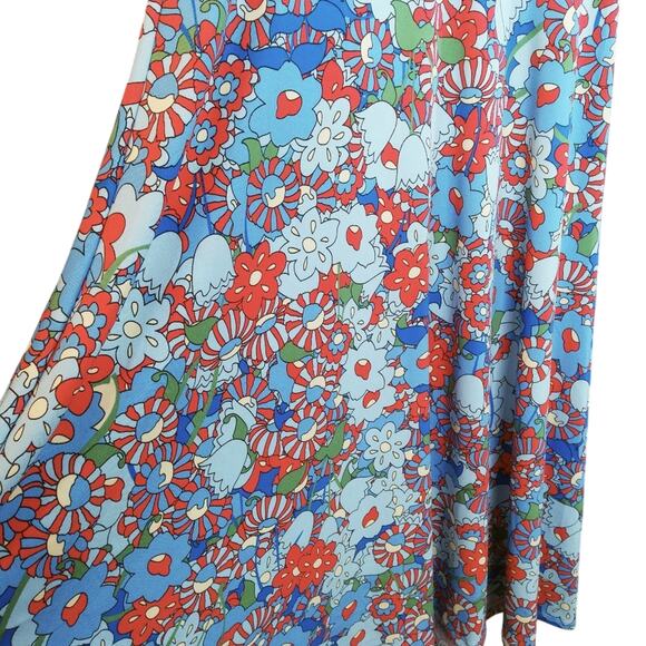 LulaRoe Floral Maxi Skirt XS Mod Long Knit Blue - Picture 5 of 9
